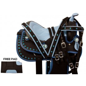 9895 Blue Crystal Kids Seat Youth QH Synthetic Saddle Tack 12 13