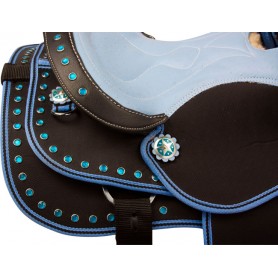 9895 Blue Crystal Kids Seat Youth QH Synthetic Saddle Tack 12 13