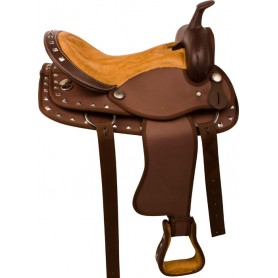 9907 Brown Silver Synthetic Trail Western Horse Saddle Tack 15 17