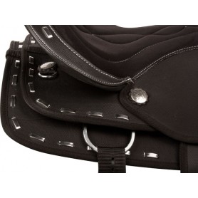 9905 Silver Black Synthetic Western Show Horse Saddle 16 18