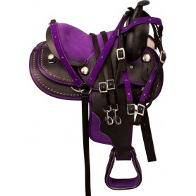 9896P Purple Crystal Dura Leather Western Pony Saddle Tack 12 13