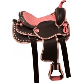 9898P Pink Crystal Youth Synthetic Western Pony Saddle Tack 10 13