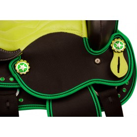 9890 Green Crystal Synthetic Western Horse Saddle Tack 12 13