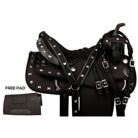 Black Silver Light Weight Trail Synthetic Saddle Tack 15 18