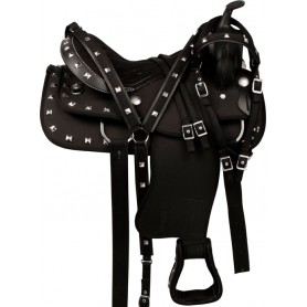 9933 Black Silver Light Weight Trail Synthetic Saddle Tack 14 17