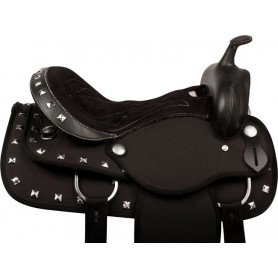 9933 Black Silver Light Weight Trail Synthetic Saddle Tack 14 17
