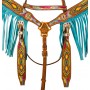 Hand Painted Turquoise Fringe Beaded Western Horse Tack Set