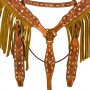 Hand Carved Crystal Fringe Breast Collar Western Horse Tack Set