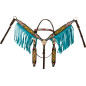 Black Beaded Turquoise Fringe Breast Collar Western Horse Tack