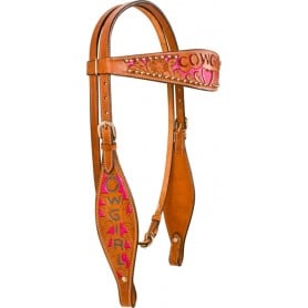 WT1012 Studded Pink Cowgirl Hand Tooled Western Horse Tack Set
