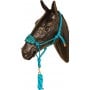 Turquoise Black Bronc Nose Horse Rope Halter With Lead Rope