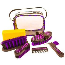9949 6 Piece Purple Zebra Crystal Bling Horse Grooming Kit