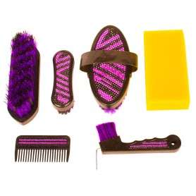 9949 6 Piece Purple Zebra Crystal Bling Horse Grooming Kit