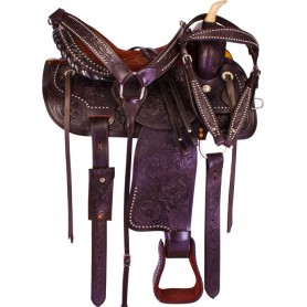 9951 Brown Leather Western Barrel Racing Horse Saddle Tack 14 16
