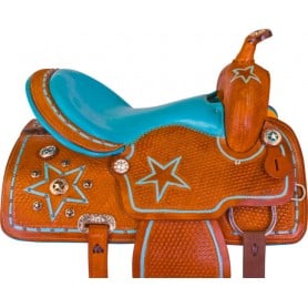 9956 Turquoise Star Barrel Racing Western Horse Saddle Tack 15 16