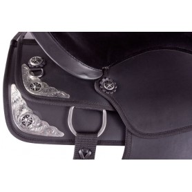 9980 Black Silver Dura Leather Western Horse Saddle Tack 16 18