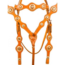 9997 Texas Star Headstall Breast Collar Western Horse Tack Set
