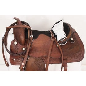 New 17 Brown Leather Trail Pleasure Western Saddle W Tack