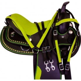 9958 Lime Green Dura Leather Youth Kids Pony Saddle Tack 10 13
