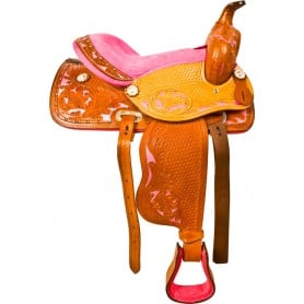 10027 Pink Pony Youth Kids Western Barrel Saddle Tack 10 13