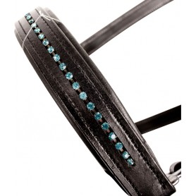 10032 Blue Crystal Black Leather Adjustable Padded Horse Halter