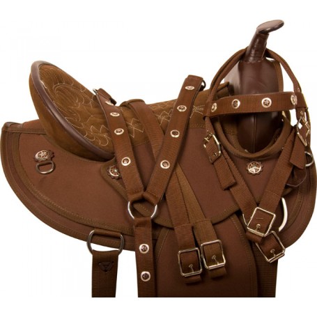 Arabian Brown Synthetic Western Horse Saddle Tack 15