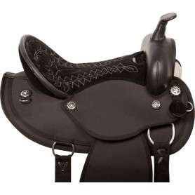 10093 Black Round Skirt Synthetic Western Horse Saddle Tack 16 18