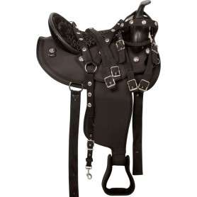 10093A Black Arabian Synthetic Western Horse Saddle Tack 15 18