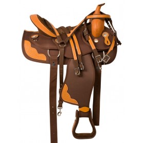 10108 Leather Synthetic Brown Western Trail Saddle Tack 15 17