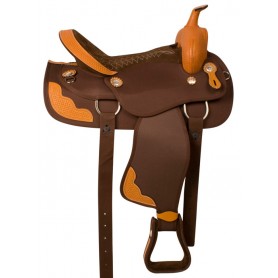 10108 Leather Synthetic Brown Western Trail Saddle Tack 15 17