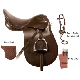 10122 Complete Brown All Purpose English Saddle Bridle Package 18