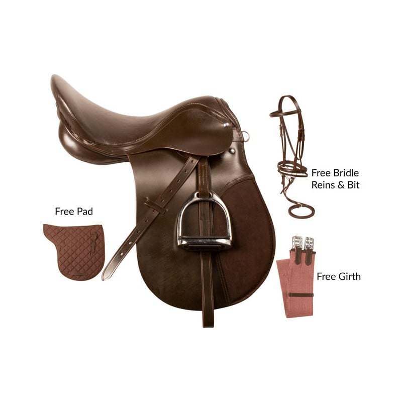 Complete Brown All Purpose English Saddle Bridle Package 18