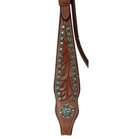 WT10119 Turquoise Crystal Fringe Breast Collar Western Horse Tack Set