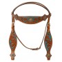 Jade Green Tooled Leather Hand Painted Western Horse Tack Set