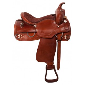 10129 Brown Western Ranch Training Trail Horse Saddle Tack 15 17