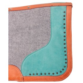 SP035 Turquoise Gray Therapeutic Wool Felt Western Horse Saddle Pad