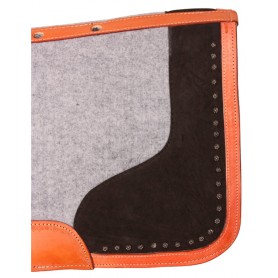 SP039 Black Gray Wool Felt Leather Barrel Western Horse Saddle Pad
