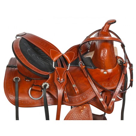 Treeless Western Gaited Leather Horse Saddle Tack 15 16