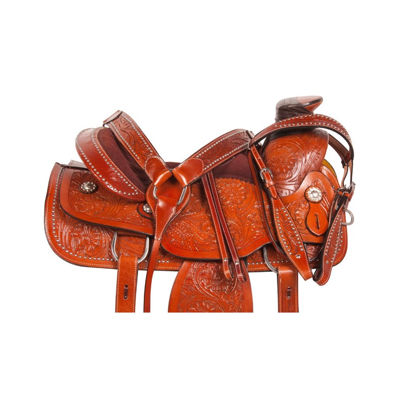 Chestnut Studded Western Roping Ranch Horse Saddle 16