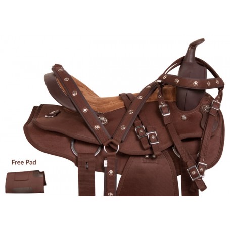 Western Brown Synthetic Gaited Trail Saddle Tack 14 18