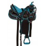 Turquoise Black Synthetic Western Trail Horse Saddle 14 16
