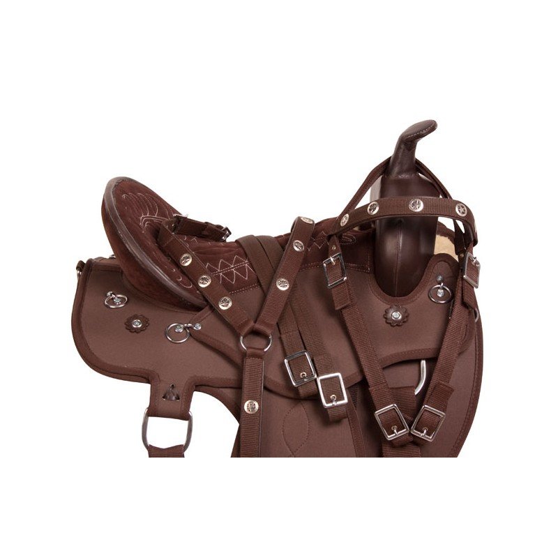 Brown Round Synthetic Endurance Western Saddle Tack 16 17