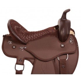 10176 Brown Round Synthetic Endurance Western Saddle Tack 16 18