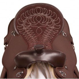 10176 Brown Round Synthetic Endurance Western Saddle Tack 16 18