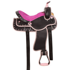 10186 Pink Crystal Western Trail Synthetic Horse Saddle Tack 14 15