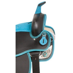 10768 Turquoise Silver Western Synthetic Horse Saddle Tack 14 17