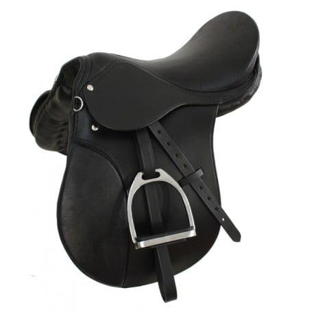 New 15-18 Premium Black English Saddle Leathers & Irons