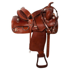 10129M Brown Western Ranch Training Trail Mule Saddle Tack 16