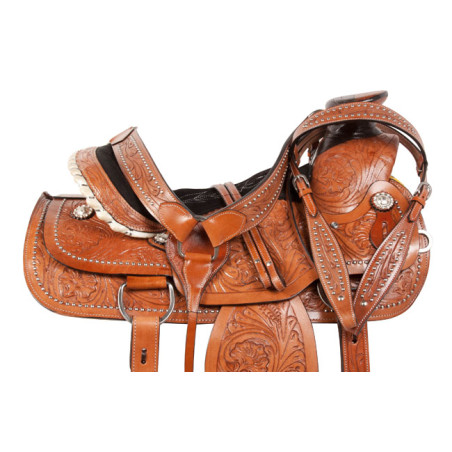 Studded A Fork Ranch Roping Western Horse Saddle 17