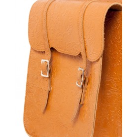 10218 Large Chestnut Tan Leather Tooled Western Saddle Bags